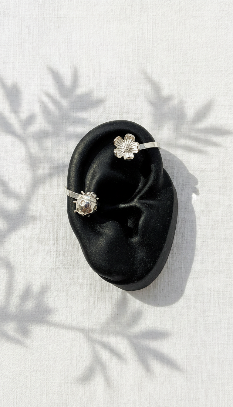 Earcuff Ladybug & Flower